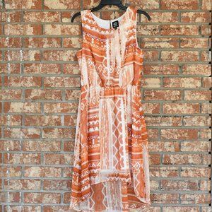 Bobeau Orange and White Patterned Dress